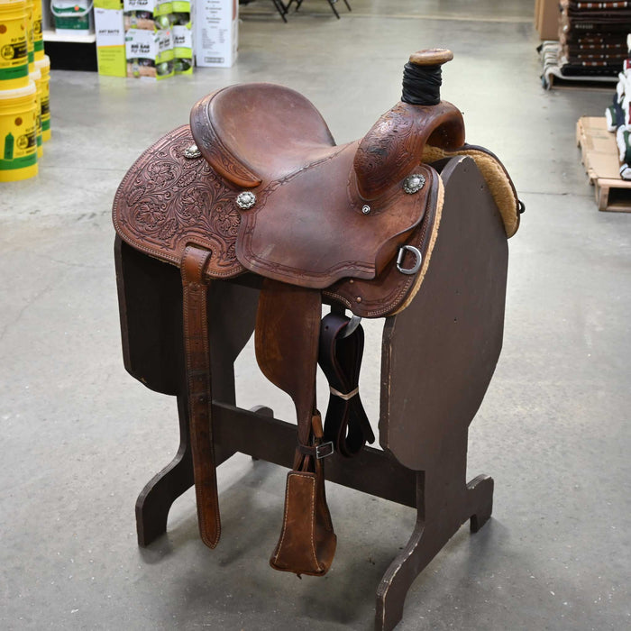 13" USED ROBBIE PHILLIPS TEAM ROPING SADDLE