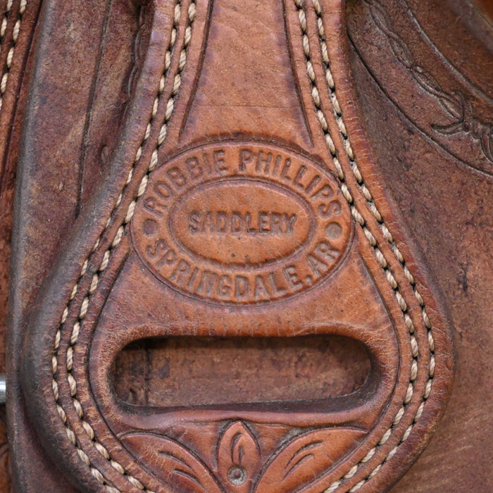 13" USED ROBBIE PHILLIPS TEAM ROPING SADDLE