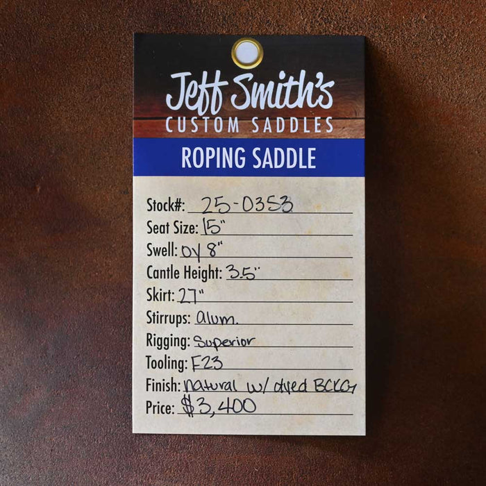 15" USED JEFF SMITH ROPING SADDLE Saddles - Used Jeff Smith