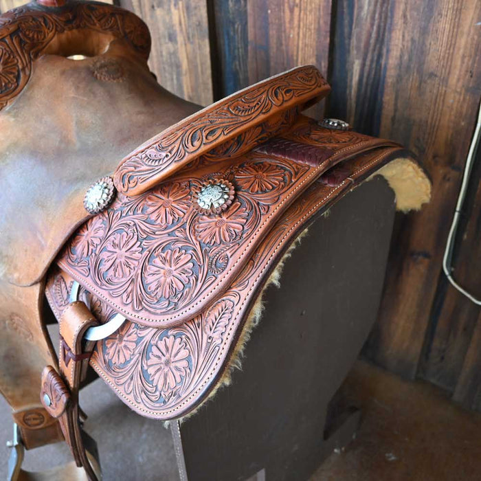 15" USED JEFF SMITH ROPING SADDLE Saddles - Used Jeff Smith