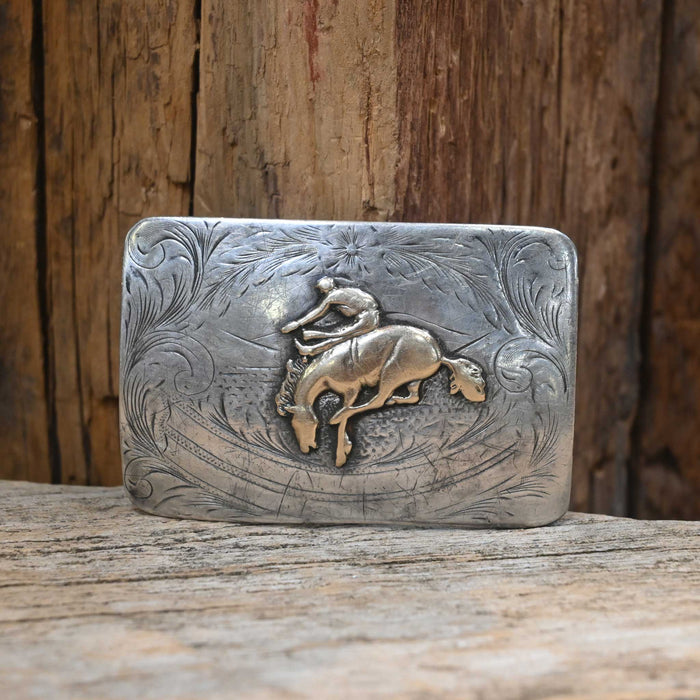 50's-60's Sunset Trails Sterling Silver & 10k Gold Belt Buckle