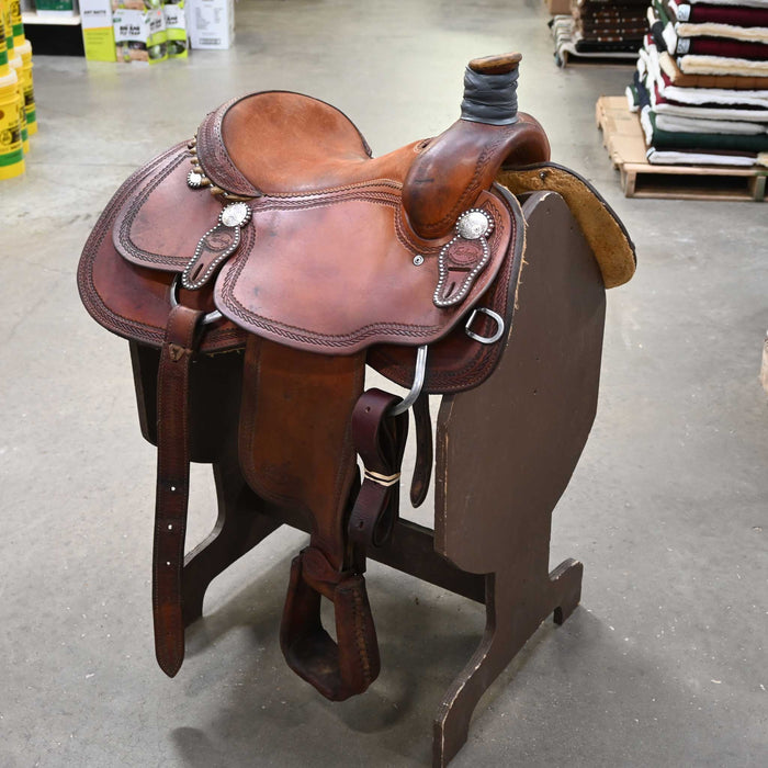 14" USED TESKEY'S TEAM ROPING SADDLE
