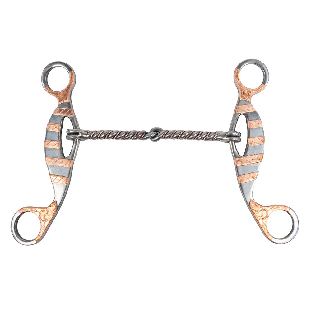 Copper Twisted Snaffle Gag Bit with Copper Trim - Teskeys