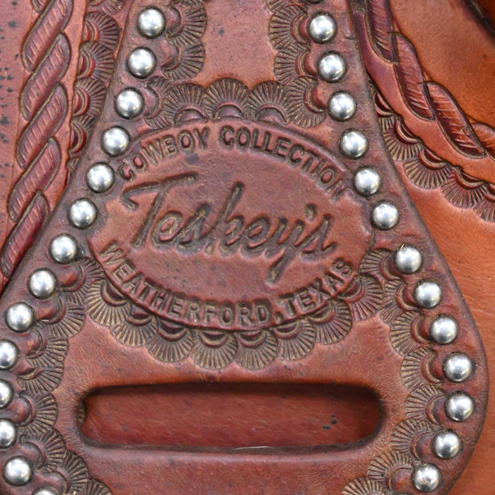 14" USED TESKEY'S TEAM ROPING SADDLE