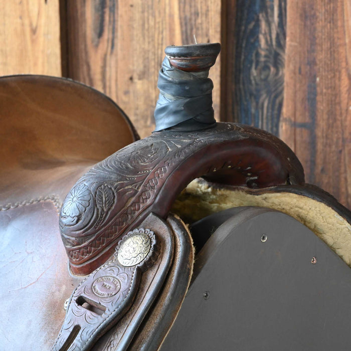 14" USED SOUTH TEXAS TACK TEAM ROPING SADDLE
