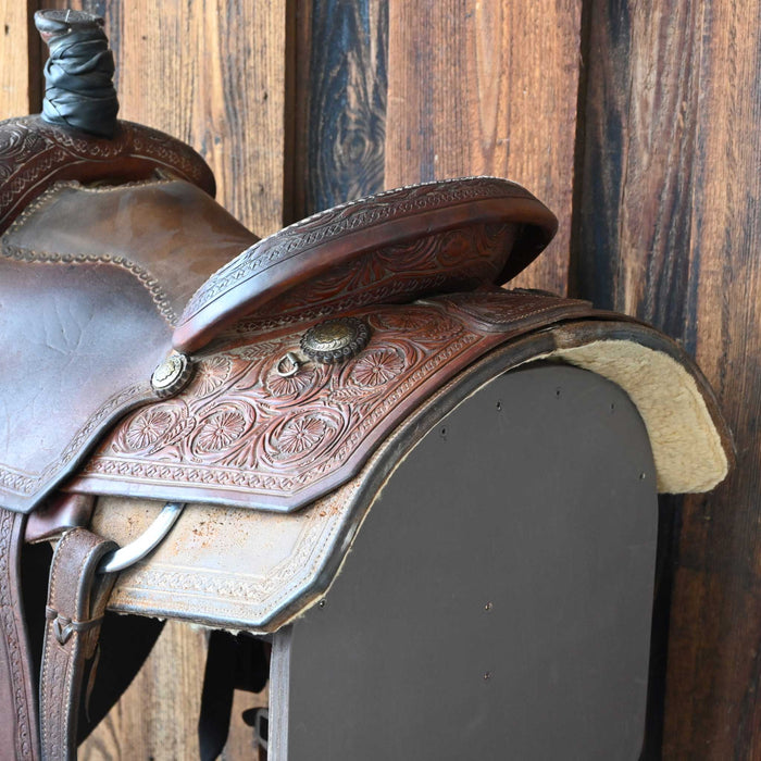14" USED SOUTH TEXAS TACK TEAM ROPING SADDLE