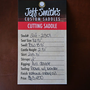 16.5" JEFF SMITH CUTTING SADDLE Saddles Jeff Smith