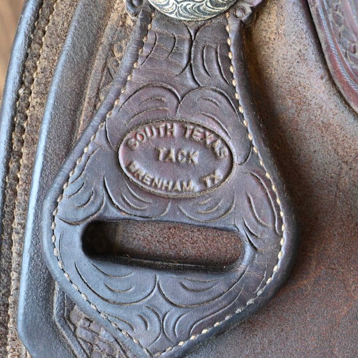 14" USED SOUTH TEXAS TACK TEAM ROPING SADDLE