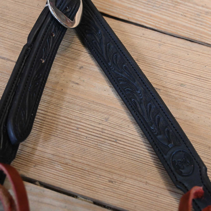 Ross Bullinger 3/4" Split Ear Black Leather Headstall