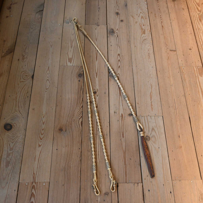 Hand Braided 110" Rawhide Romel Reins
