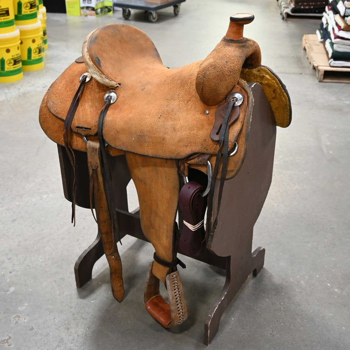 15.5" USED TESKEY'S TEAM ROPING SADDLE