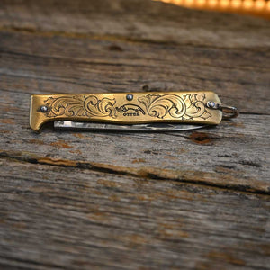 Cody Kimball Silver Engraved Knife _CA1004 Knives Cody Kimball   