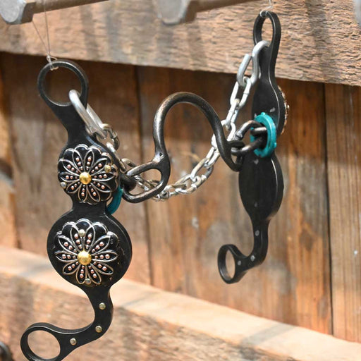 Paul Petska Black Ported Chain Black Daisy Concho Tack - Bits Paul Petska
