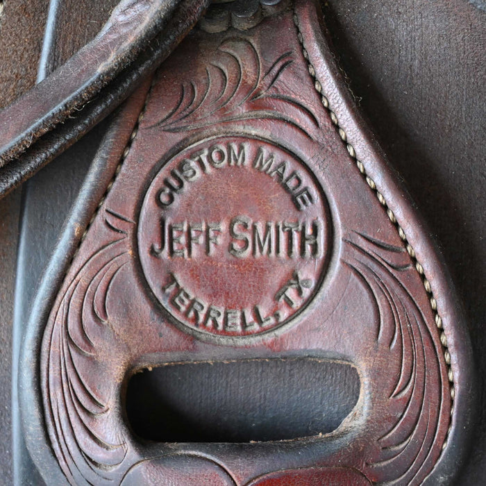 16" USED JEFF SMITH TEAM ROPING SADDLE