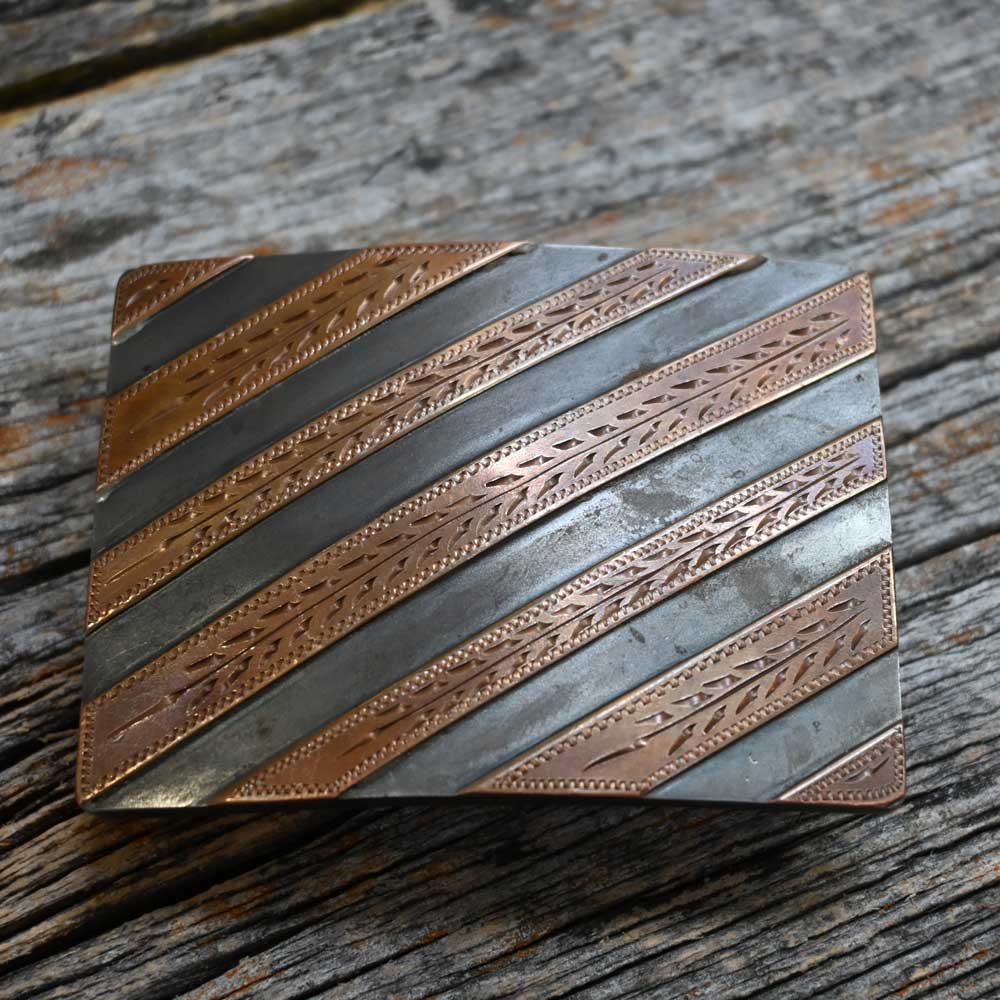 Handmade Copper Striped Engraved Buckle by LW DIXON  _CA988 ACCESSORIES - Additional Accessories - Buckles LW DIXON   