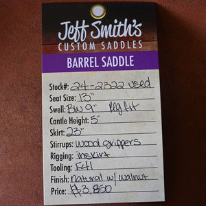 13" DEMO JEFF SMITH BARREL SADDLE Saddles Jeff Smith