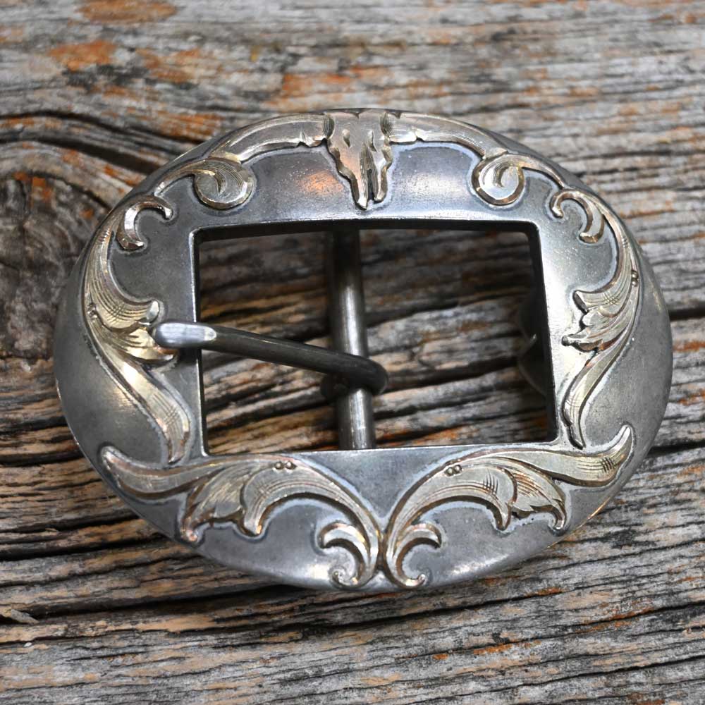 Handmade Oval Western Buckle - Silver Engraved Buckle by Cody Anthony  _CA992 ACCESSORIES - Additional Accessories - Buckles Cody Anthony   