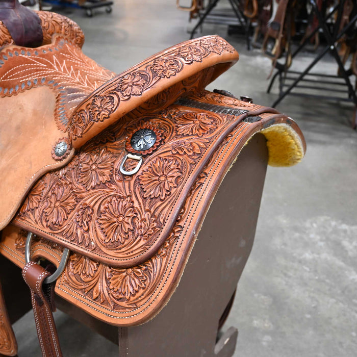 14" USED DAVID SADDLERY CALF ROPING SADDLE