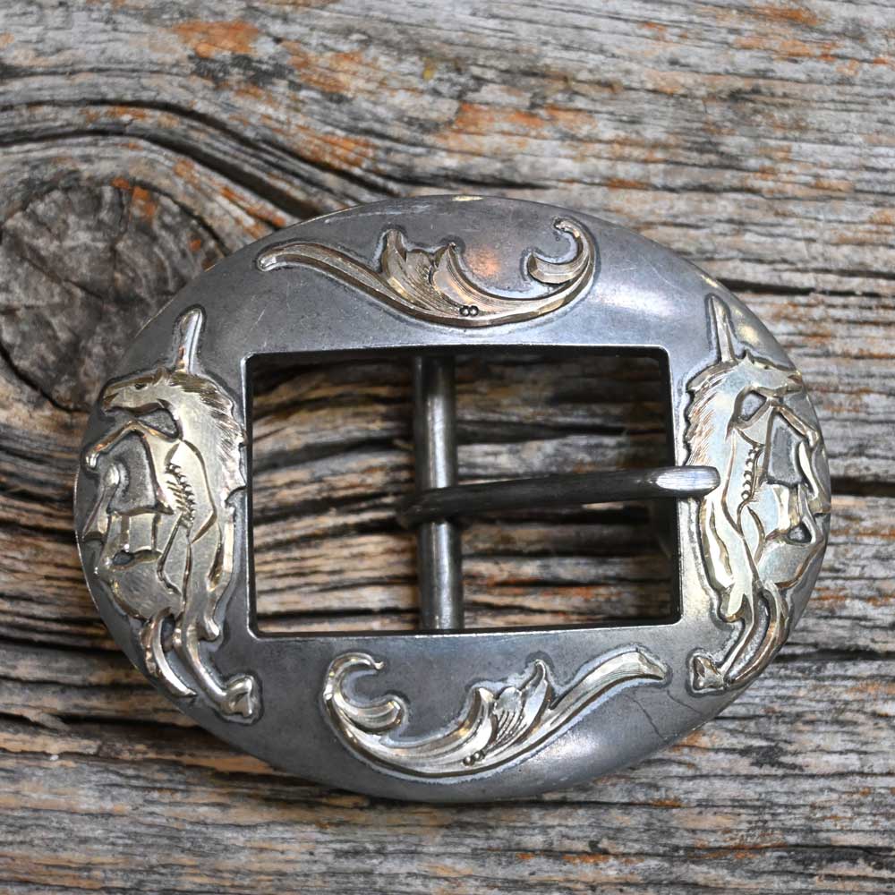 Handmade Oval Western Buckle - Silver Engraved Buckle by Cody Anthony  _CA993 ACCESSORIES - Additional Accessories - Buckles Cody Anthony   