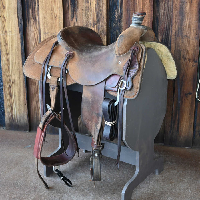 15.5" USED JEFF SMITH COW HORSE SADDLE