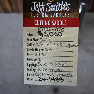 15.5" JEFF SMITH CUTTING SADDLE Saddles Jeff Smith   