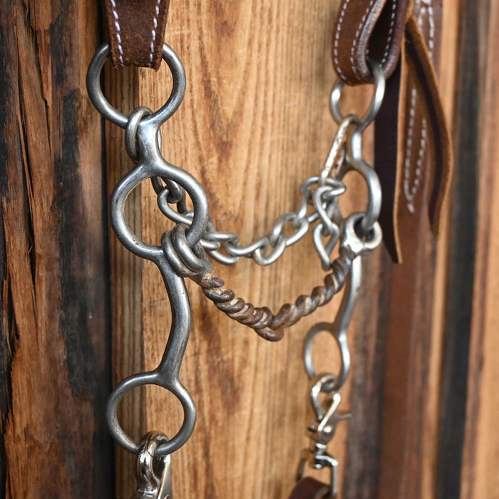 Circle Gag Twisted Wire Snaffle Bridle Rig w/Single Ear Headstall