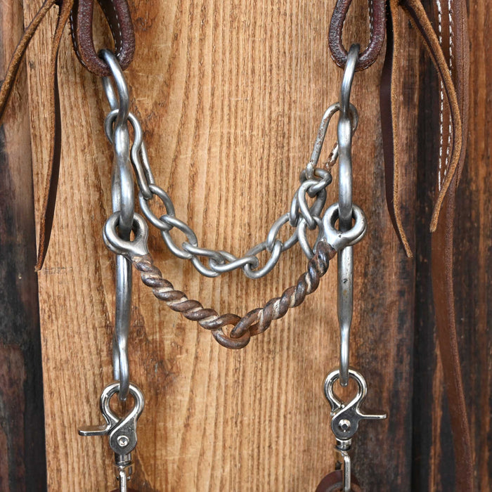 Circle Gag Twisted Wire Snaffle Bridle Rig w/Single Ear Headstall