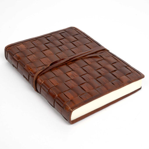 Large Basketweave Leather Journal - Large HOME & GIFTS - Gifts Two's Company