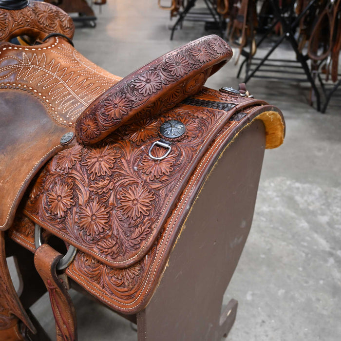 15.5" USED EQUI TECH TEAM ROPING SADDLE