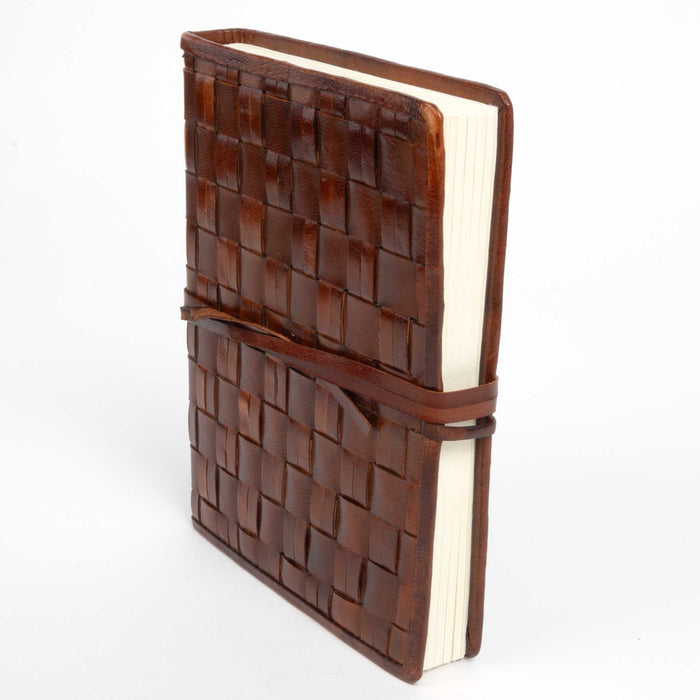 Large Basketweave Leather Journal - Large HOME & GIFTS - Gifts Two's Company
