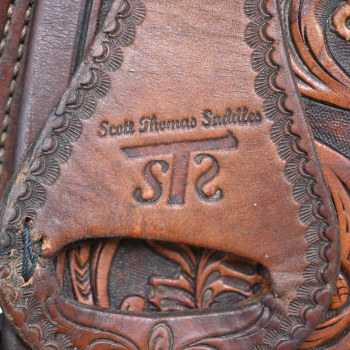 14" USED SCOTT THOMAS TEAM ROPING SADDLE