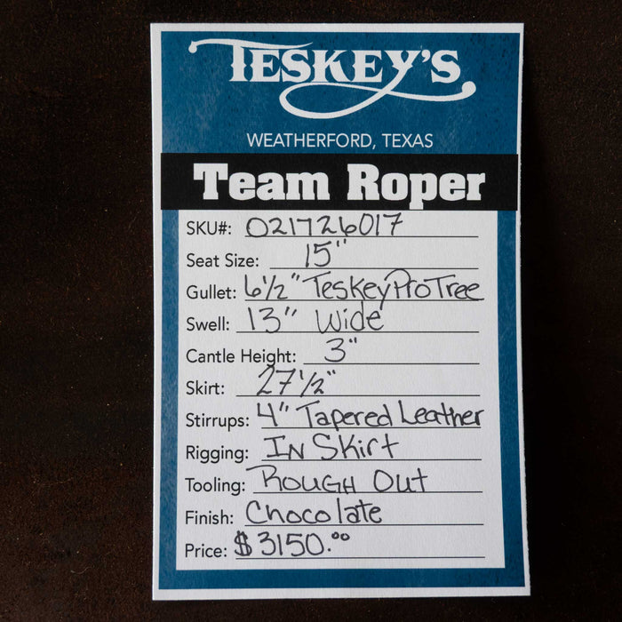 15" TESKEY'S TEAM ROPING SADDLE
