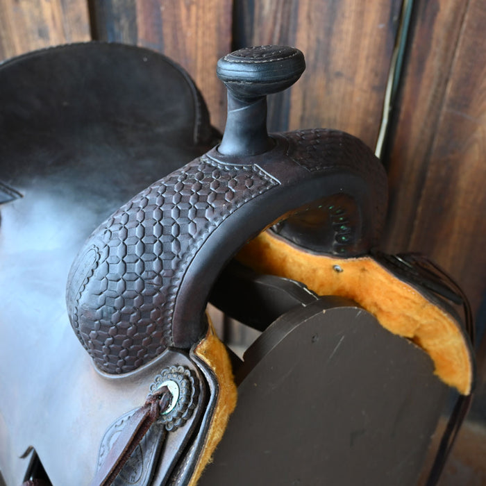 15" USED CALVIN ALLEN RANCH CUTTER SADDLE Saddles - Used Calvin Allen