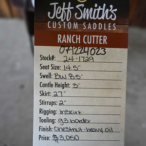 14.5" JEFF SMITH RANCH CUTTING SADDLE Saddles Jeff Smith   