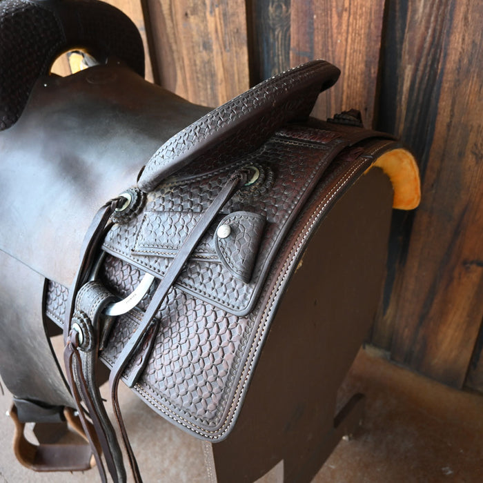 15" USED CALVIN ALLEN RANCH CUTTER SADDLE Saddles - Used Calvin Allen