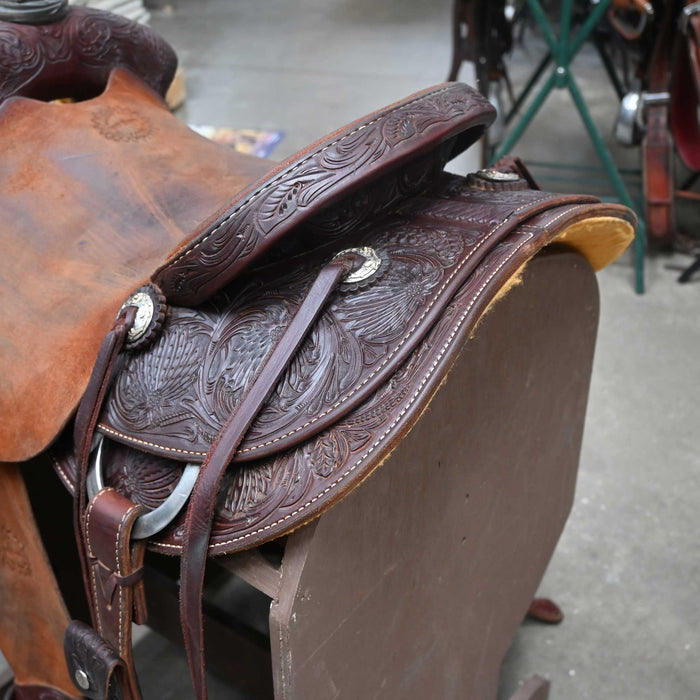 15" USED JEFF SMITH TEAM ROPING SADDLE