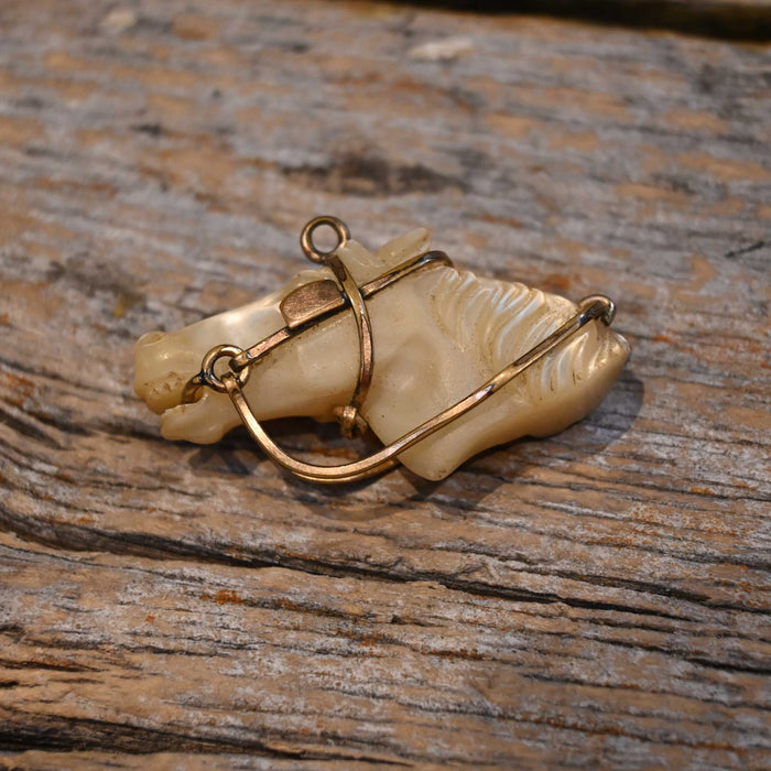 Victorian Mother of Pearl Horse Head Watch Fob