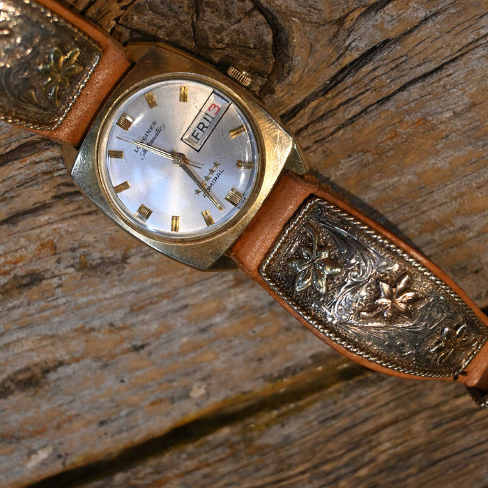 Stunning 1960's Longines Admiral Goldfill Watch w/Sunset Trails Buckle