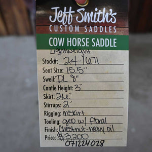 15.5" JEFF SMITH LIGHTWEIGHT COW HORSE SADDLE Saddles Jeff Smith   
