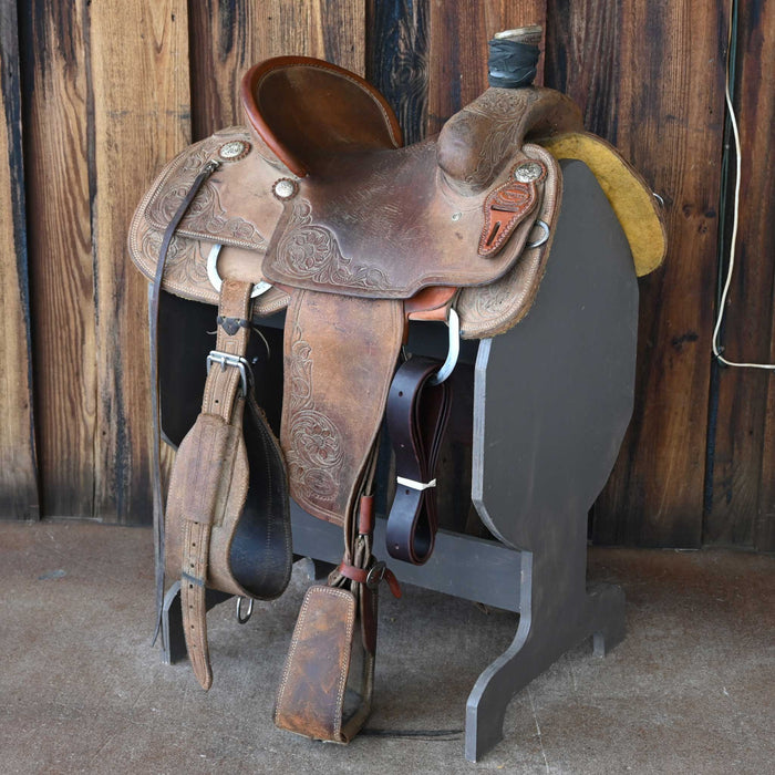14" USED TESKEY'S TEAM ROPING SADDLE