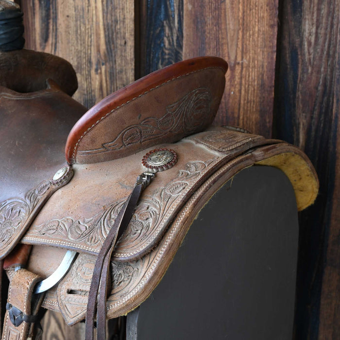 14" USED TESKEY'S TEAM ROPING SADDLE