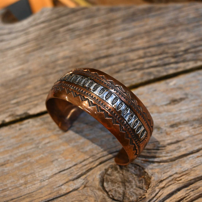 Vintage Copper Cuff w/ Sterling Silver Accents