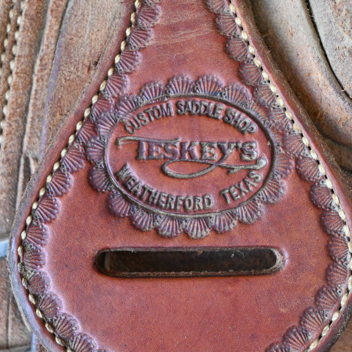 14" USED TESKEY'S TEAM ROPING SADDLE