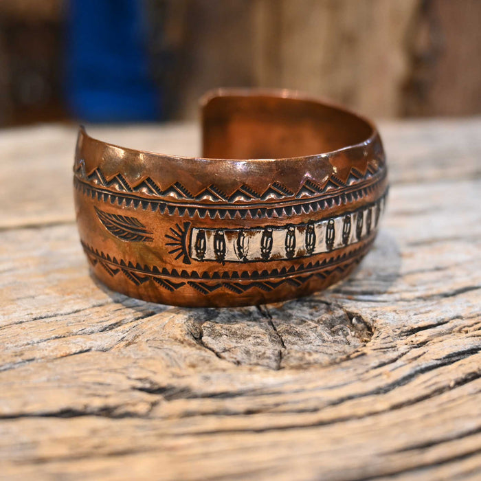 Vintage Copper Cuff w/ Sterling Silver Accents