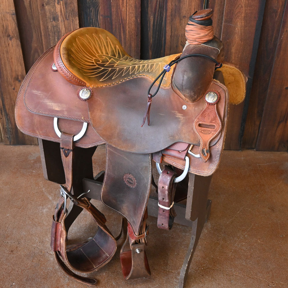 15.5" USED JEFF SMITH ROPING SADDLE Saddles Jeff Smith