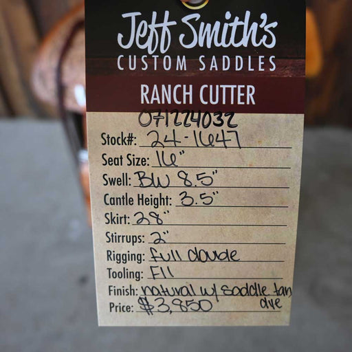 16" JEFF SMITH BUSTER WELCH RANCH CUTTER SADDLE Saddles - New Jeff Smith