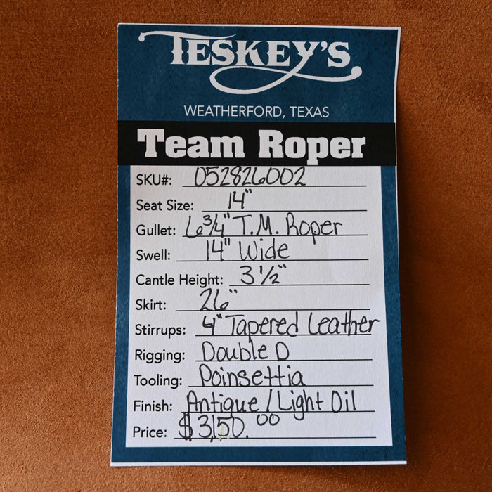 14" TESKEY'S TEAM ROPING SADDLE