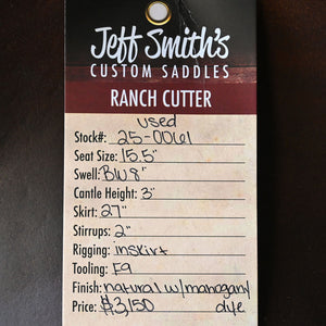 15.5" USED JEFF SMITH RANCH CUTTER SADDLE Saddles Jeff Smith