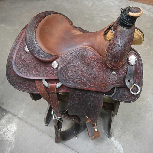 15.5" USED BOB'S ROPING SADDLE Sale Barn BOBS CUSTOMS   
