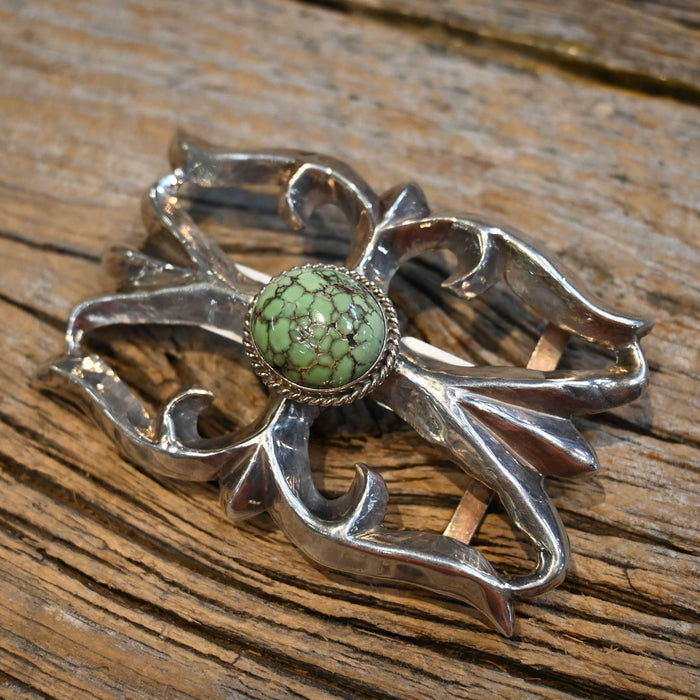 Vintage Cast Silver Turquoise Belt Buckle Collectibles misc